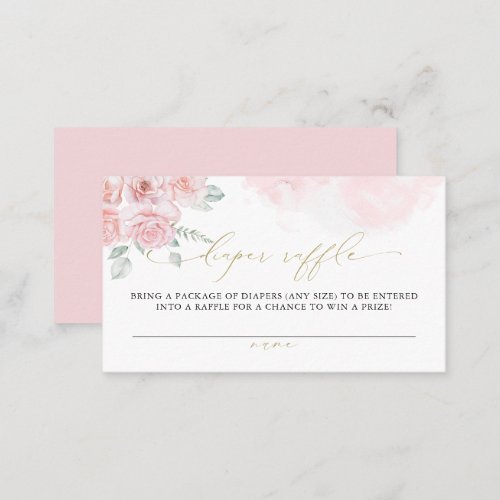 GRACE Blush Floral Spring Girl Baby Diaper Raffle Place Card