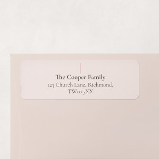Grace Blush Minimal Cross Family Return Address Label