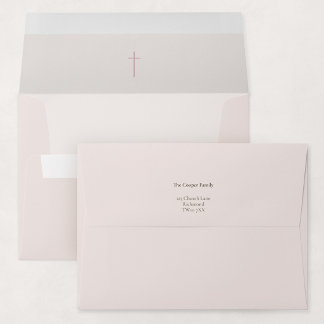 Grace Blush Religious Cross Baptism Invitation Envelope