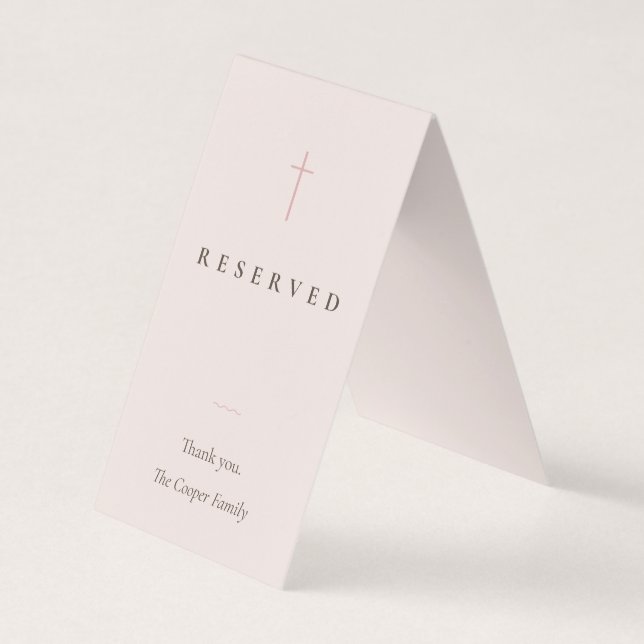 Grace Blush Religious Reserved Seating Place Card (Front)