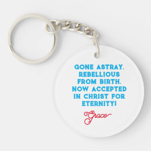 Grace Christian Quote with Blue and Red Typography Keychain