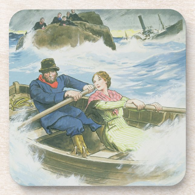 Grace Darling (1815-41) and her father rescuing su Drink Coaster (Front)