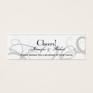 Grace: Dramatic Swirls Grey Wedding Drink Ticket