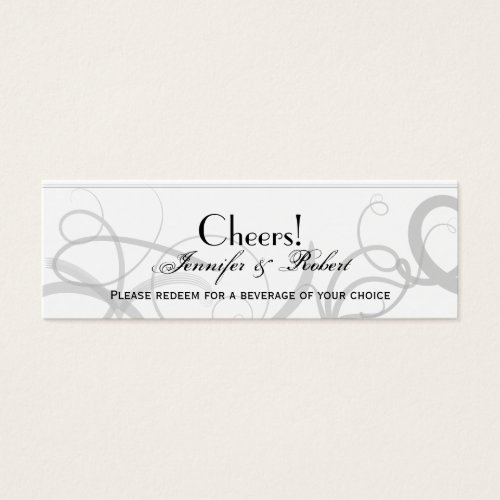 Grace: Dramatic Swirls Grey Wedding Drink Ticket Business Card Templates