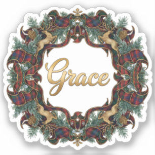 Grace Elegant Tartan Ribbon Sticker