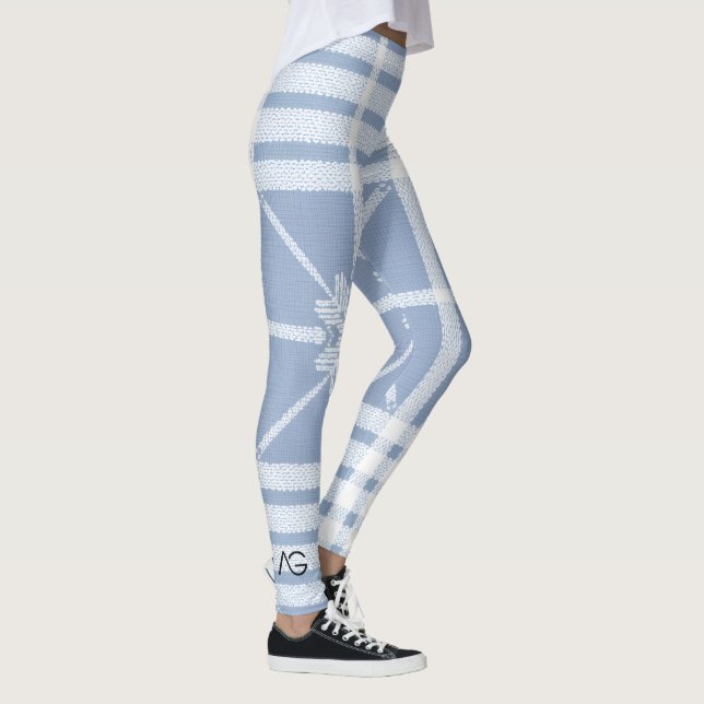 Grace Frost & Sky Nordic PlaidPattern FROSTED BUNS Leggings (Right)