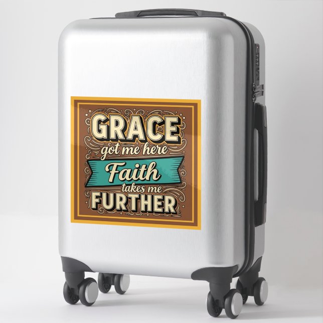 Grace got me here retro design sticker (Suitcase)