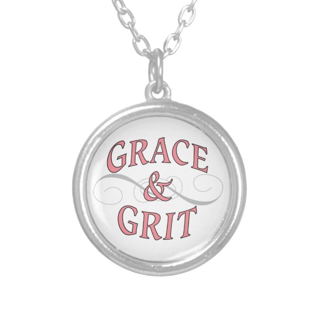 Grace & Grit girl power Silver Plated Necklace (Front)