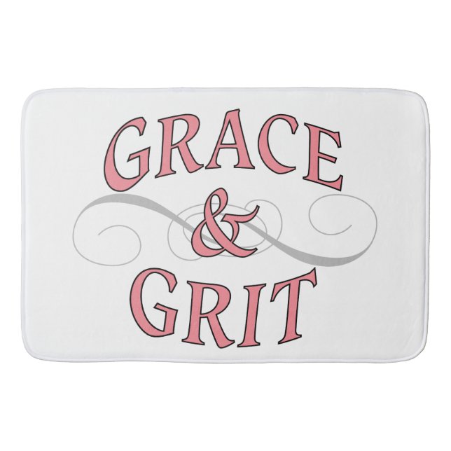 Grace & Grit in Pink and Gray Bath Mat (Front)