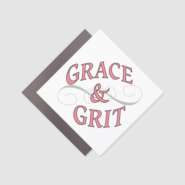 Grace & Grit in Pink and Gray Car Magnet (Front)