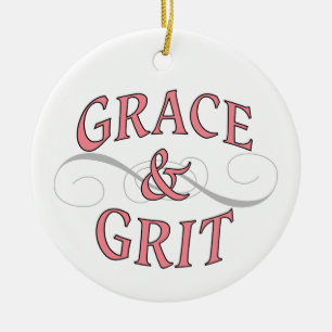 Grace & Grit in Pink and Gray Ceramic Ornament