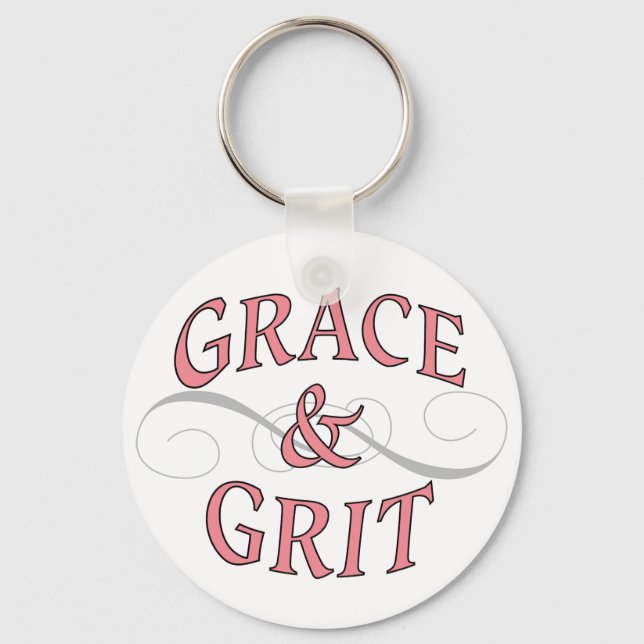 Grace & Grit in Pink and Gray Keychain (Front)
