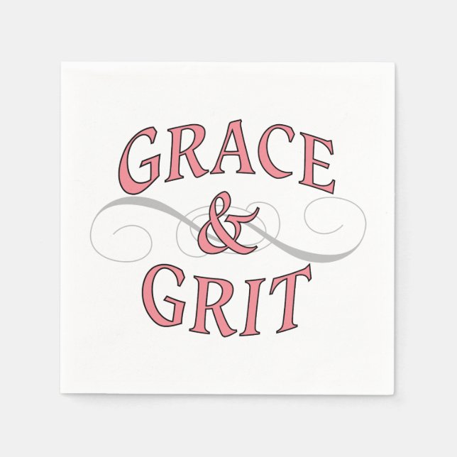 Grace & Grit in Pink and Gray Napkins (Front)