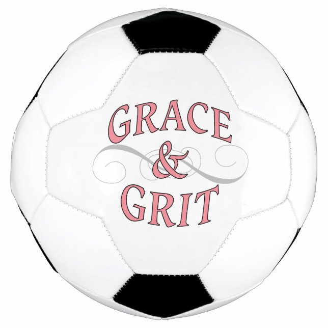 Grace & Grit in Pink and Gray Soccer Ball (Front)