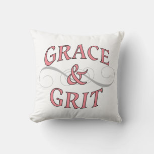 Grace & Grit in Pink and Gray Throw Pillow
