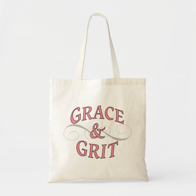 Grace & Grit in Pink and Gray Tote Bag (Front)