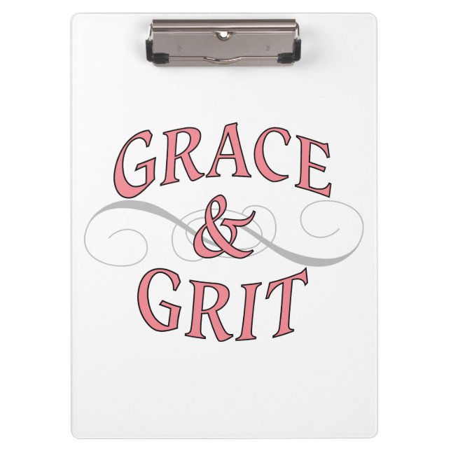 Grace & Grit Words in Pink & Gray Clipboard (Front)