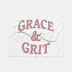 Grace & Grit Words in Pink & Gray Fleece Blanket