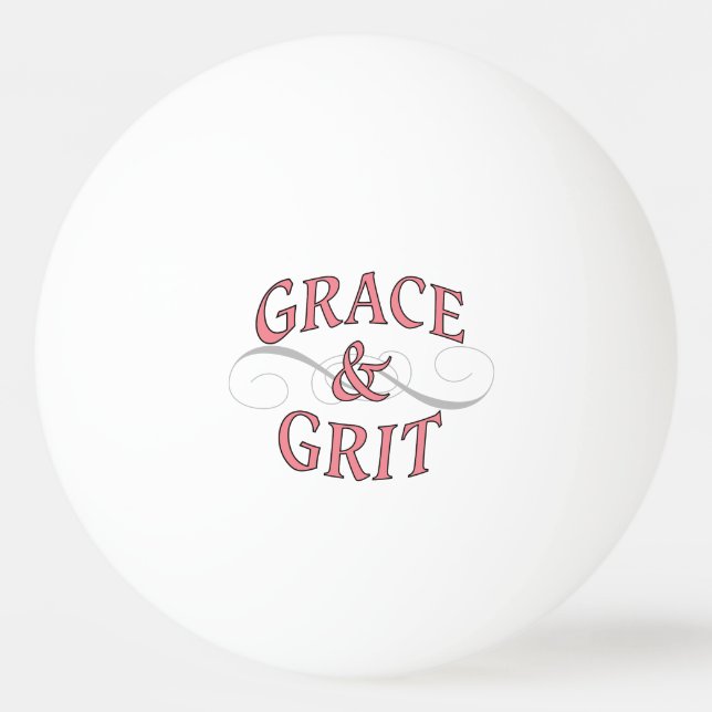 Grace & Grit Words in Pink & Gray Ping Pong Ball (Front)