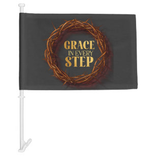 Grace in Every Step Car Flag