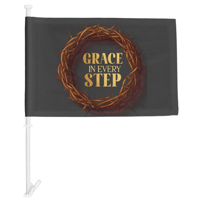 Grace in Every Step Car Flag (Front)