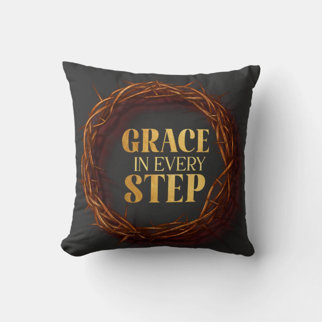 Grace in Every Step Throw Pillow (Front)