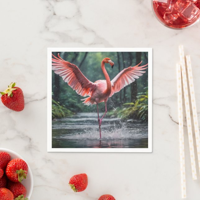Grace in Flight: The Pink Flamingos Riverdance Napkins (Insitu)