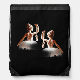 "Grace in Motion – Ballerina Watercolor Drawstring Bag