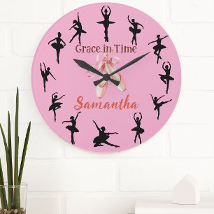 Grace in Time - Personalized Ballet Dancer Large Clock
