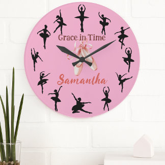 Grace in Time - Personalized Ballet Dancer Large Clock