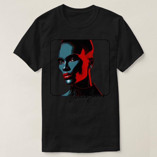 Grace Jones 80s Style Aesthetic Design T-Shirt (Design Front)