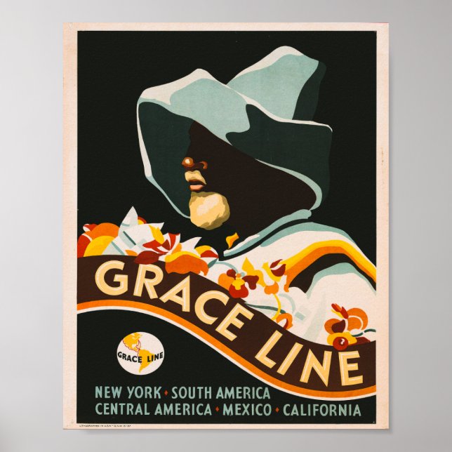 Grace Line Vintage Travel Poster (Front)