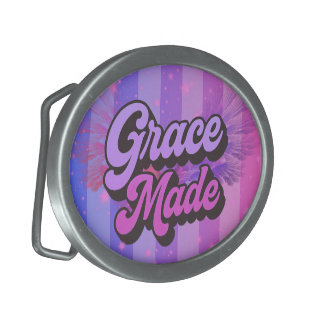 Grace Made Purple and Pink Christian Faith Belt Buckle