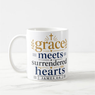Grace Meets Surrendered Hearts Scripture Quote Coffee Mug