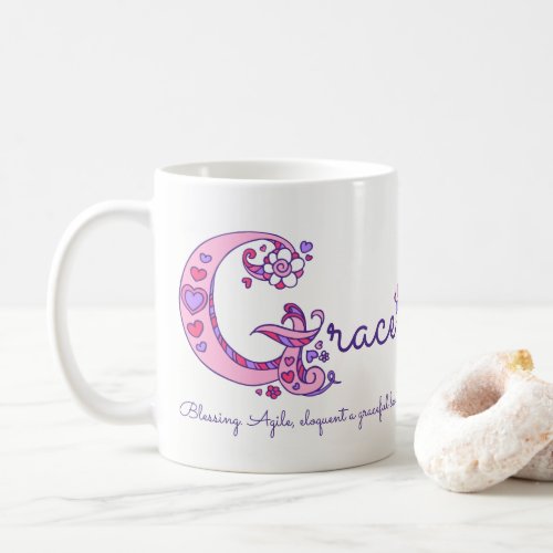 Grace name meaning decorative G monogram mug