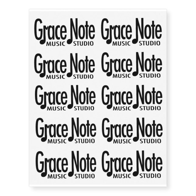 Grace Note Black Logo Temporary Tattoos (Front)