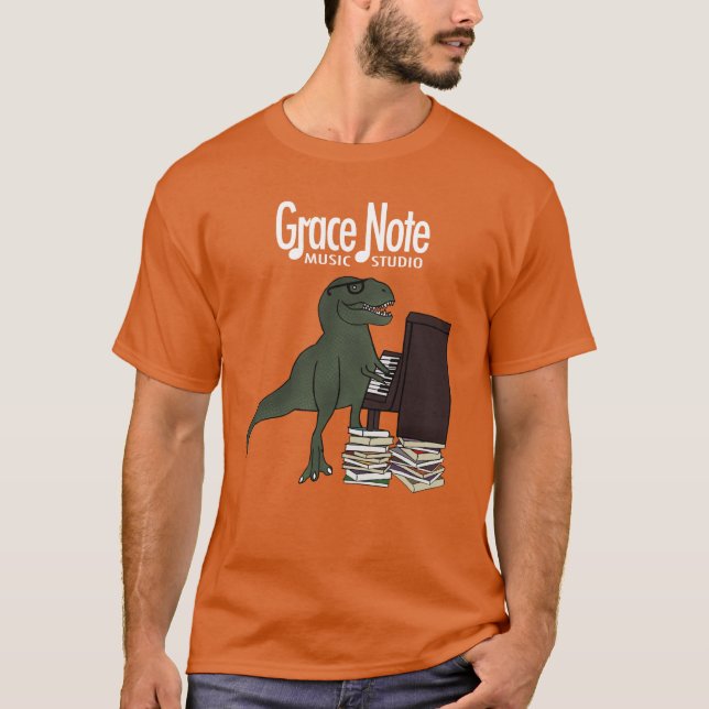 Grace Note T-Rex Piano T-Shirt (Front)