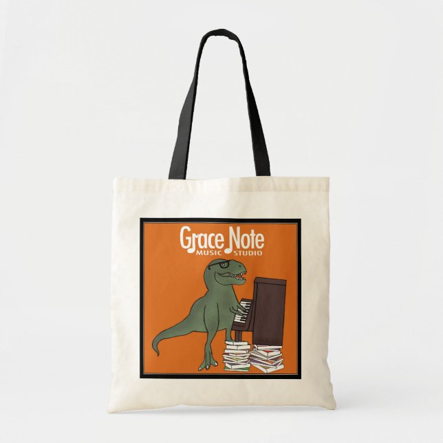 Grace Note T Rex Plays Piano Tote Bag (Front)
