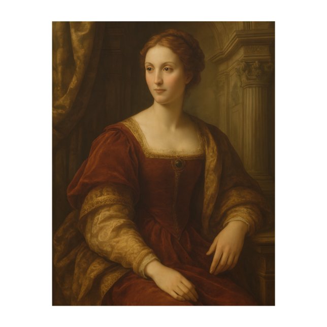 Grace of the Renaissance – Portrait of a Noblewoma Wood Wall Art (Front)