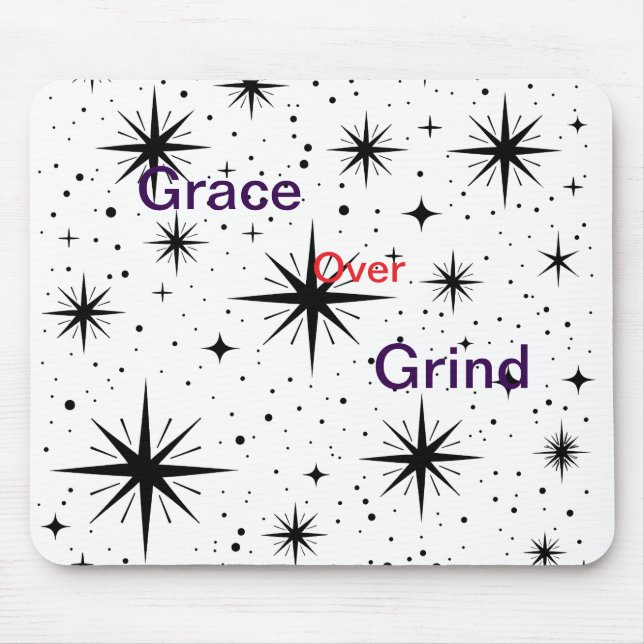 Grace Over Grind" Starburst Desk Mat Mouse Pad (Front)