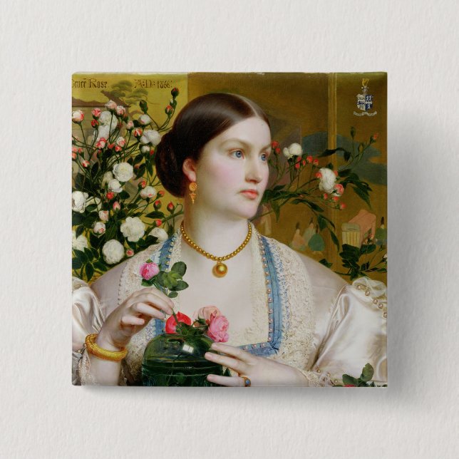 Grace Rose, 1866 (oil on panel) Pinback Button (Front)