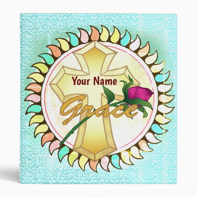 Grace Rose Christian Cross  binder  (Front)