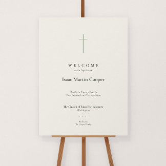Grace Sage Minimal Baptism Church Welcome Sign