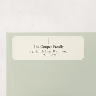 Grace Sage Minimal Cross Family Return Address Label