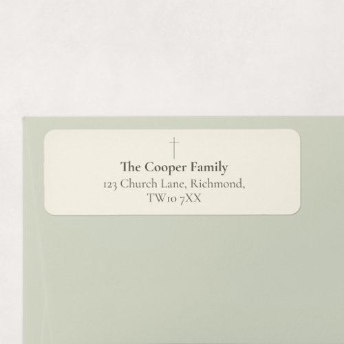 Grace Sage Minimal Cross Family Return Address Label