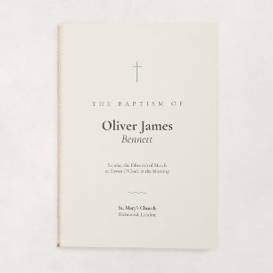 Grace Sage Minimal Cross Folded Baptism Program