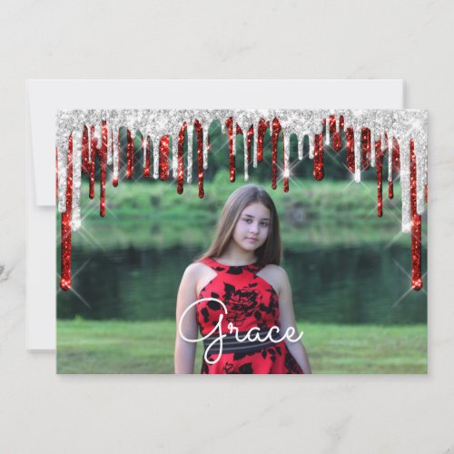 Grace Save The Date Sweet 16th Photo Silver Gray