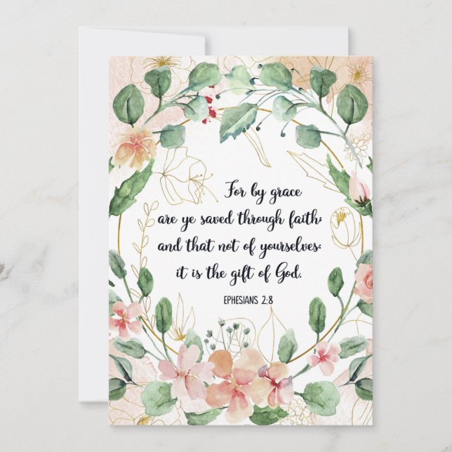 Grace Saved Quote, Ephesians 2:8, Scripture, Bible (Front)