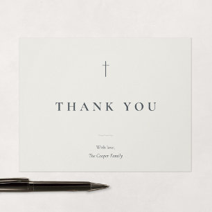 Grace Stone Minimal Cross Religious Thank You Card