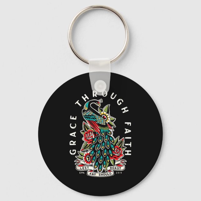 Grace Through Faith Lest Any Should Boast Pea Chri Keychain (Front)